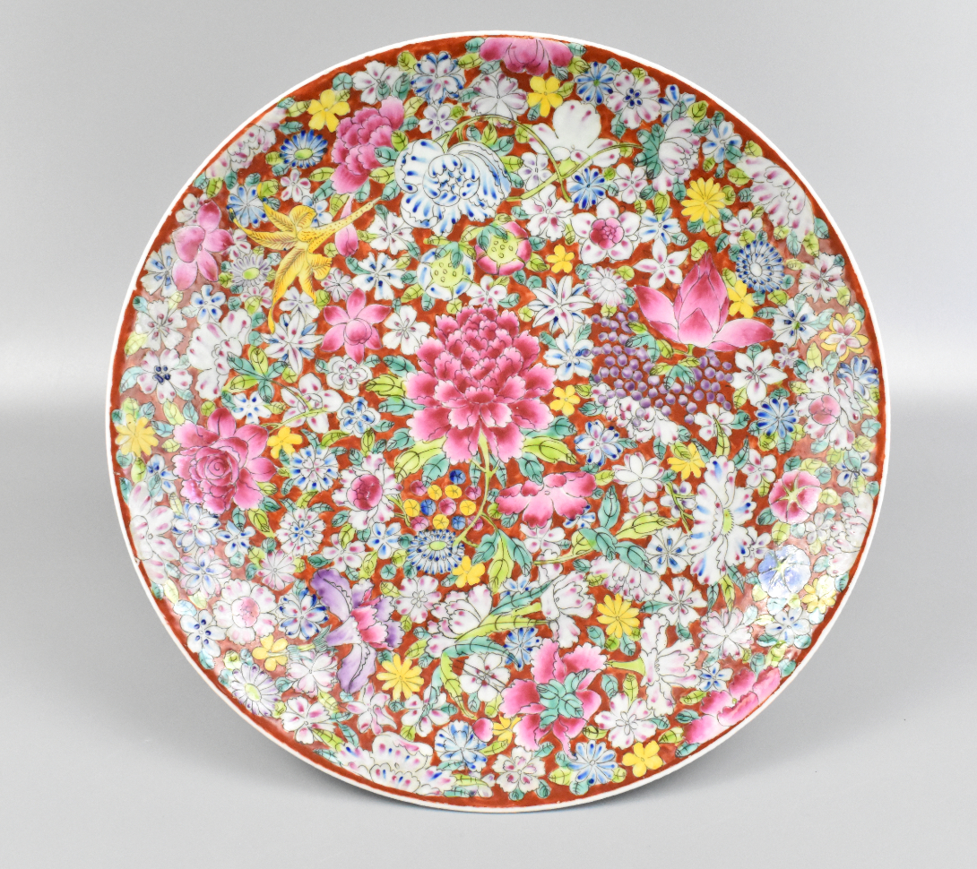 CHINESE FAMILLE ROSE FLORAL CHARGER