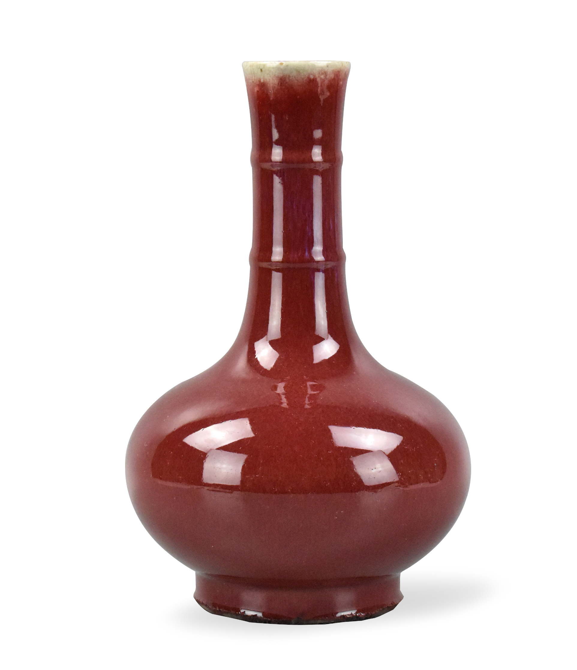 CHINESE RED FLAMBE GLAZED VASE 20TH 33a192