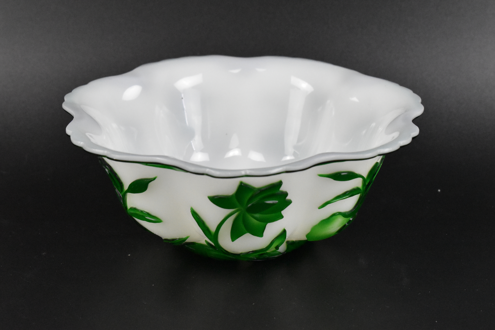 CHINESE PEKING GLASS BOWL W/ LOTUS