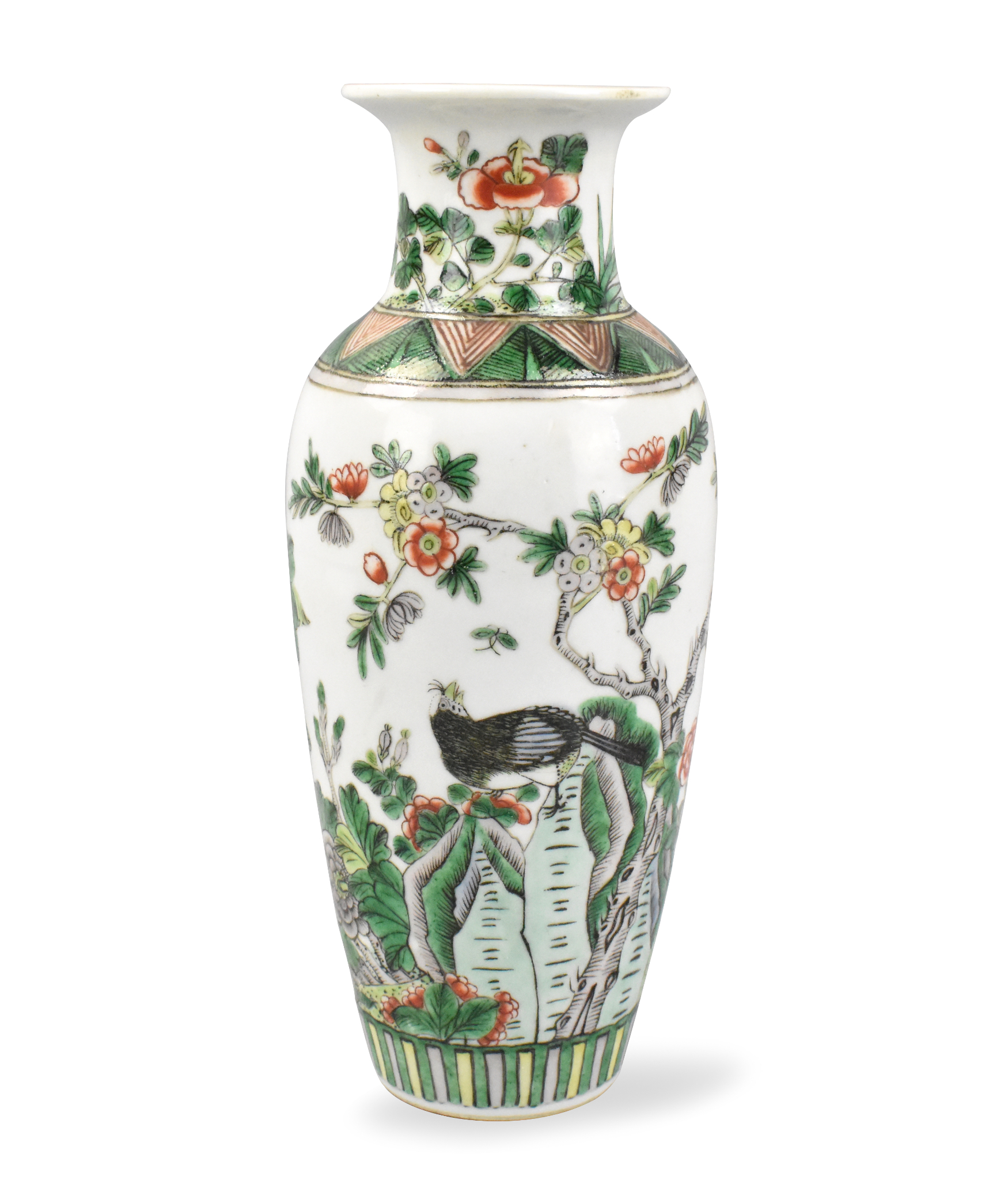 CHINESE FAMILLE VERTE VASE W PHEASANT 33a1be