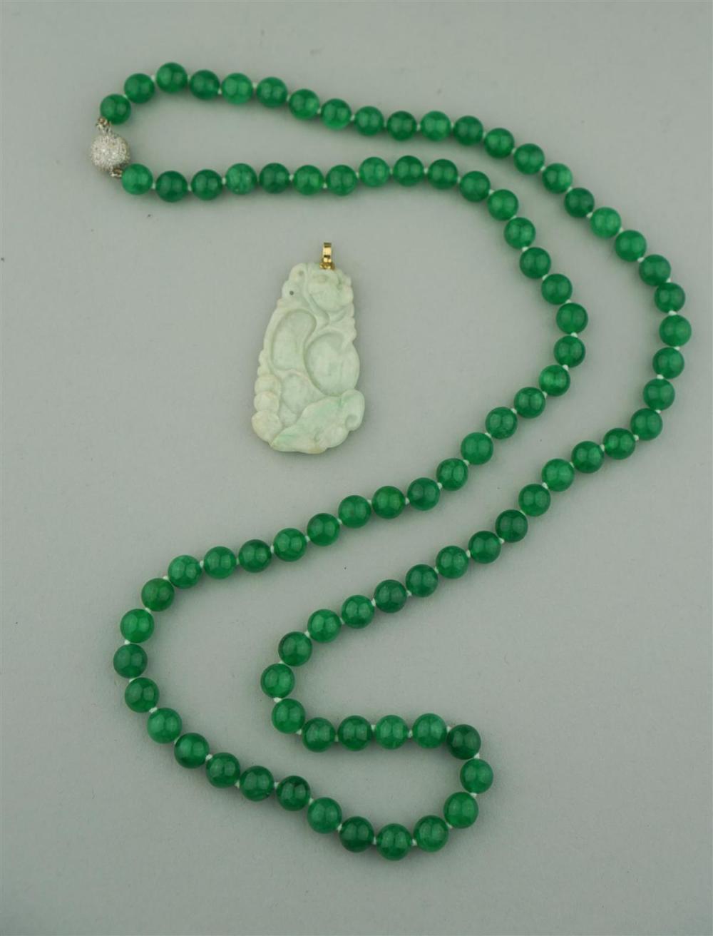 14K JADE PENDANT AND 14K DIAMOND 33a1fc