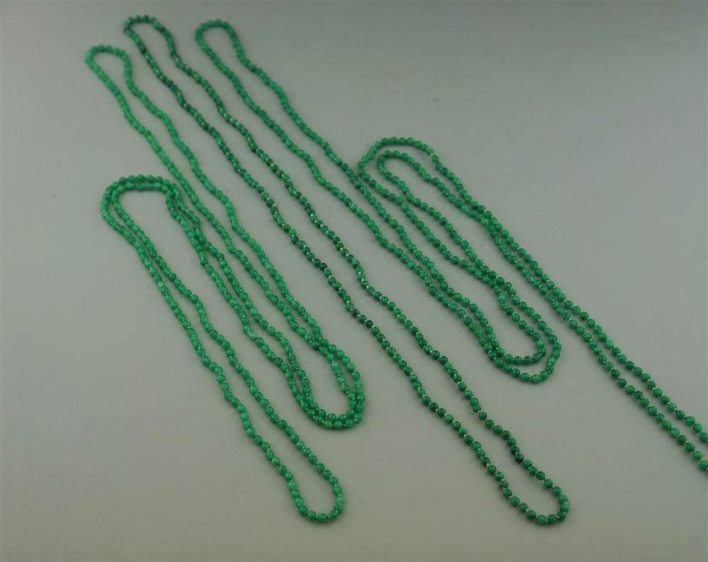 COLLECTION OF THREE JADE BEAD NECKLACESCOLLECTION