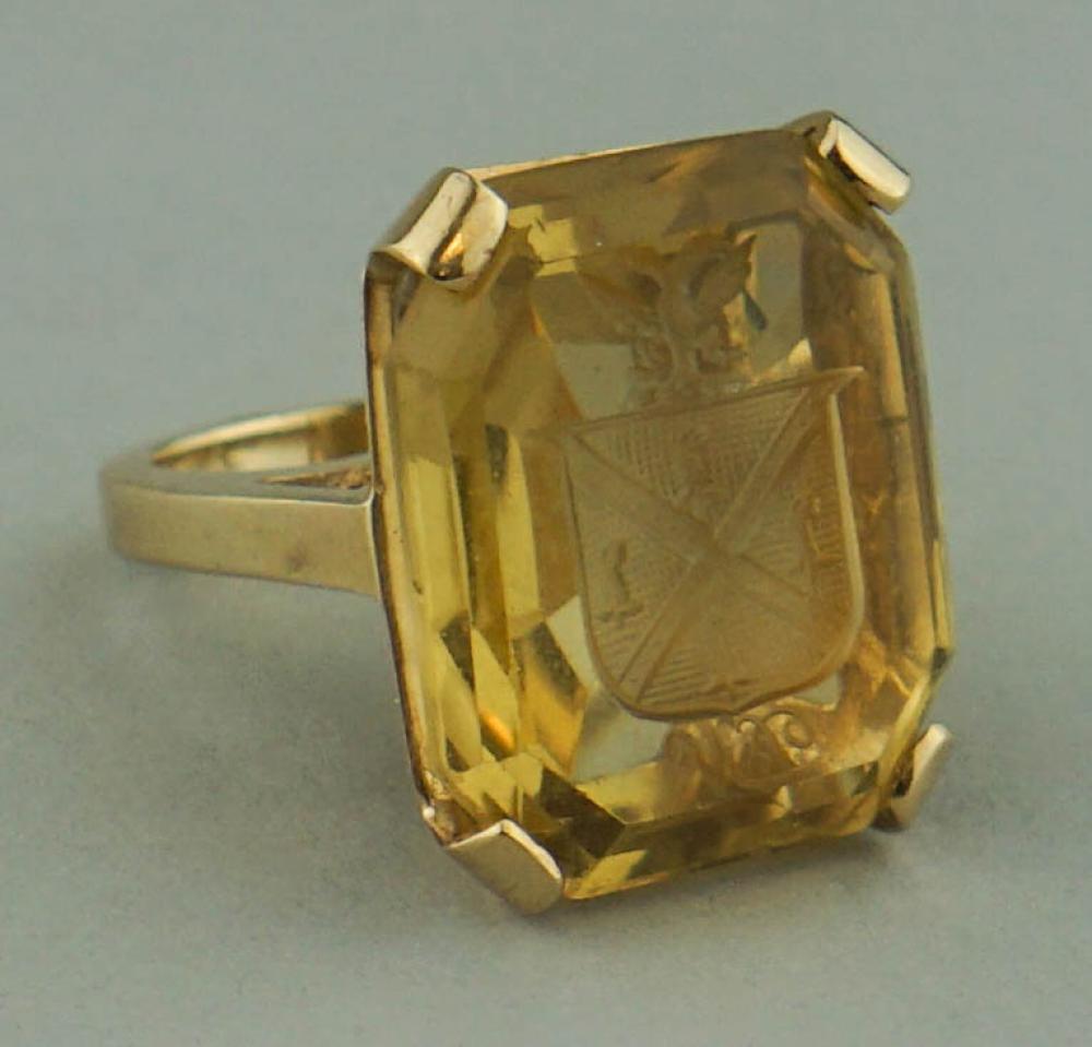 14K YELLOW GOLD AND CITRINE GLASS