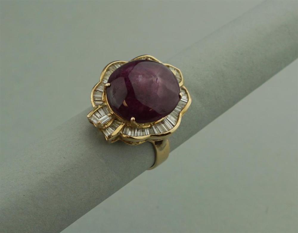 18K YELLOW GOLD RUBY AND DIAMOND