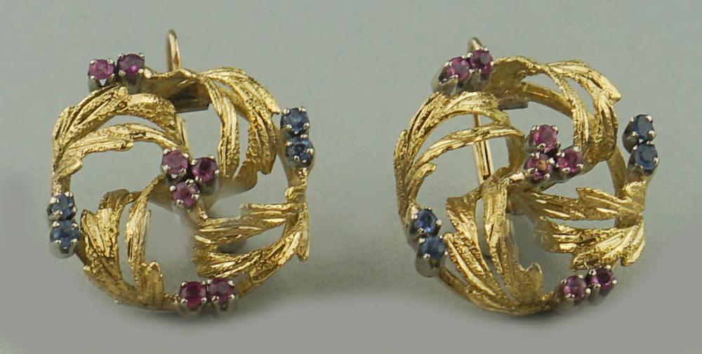 14K YELLOW GOLD, RUBY AND SAPPHIRE