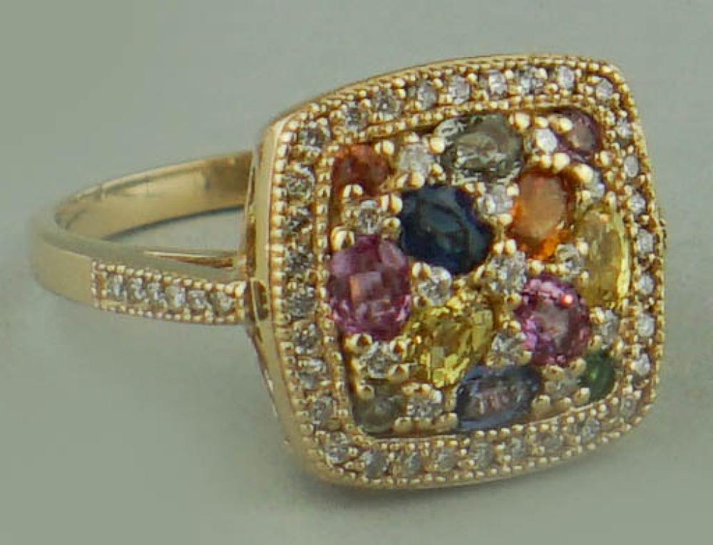 14K YELLOW GOLD GEMSTONE AND DIAMOND 33a218