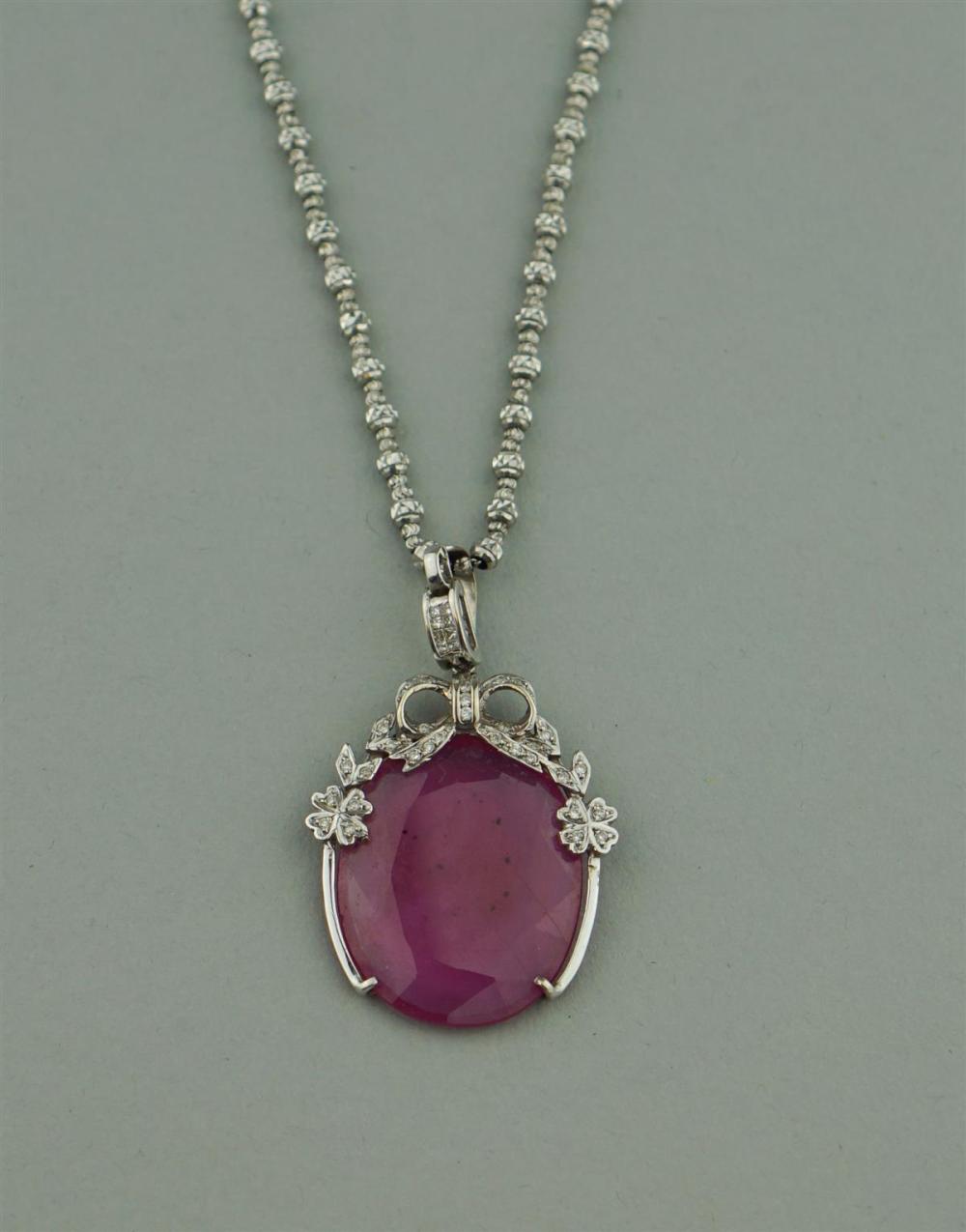 WHITE GOLD RUBY AND DIAMOND NECKLACEWHITE 33a219