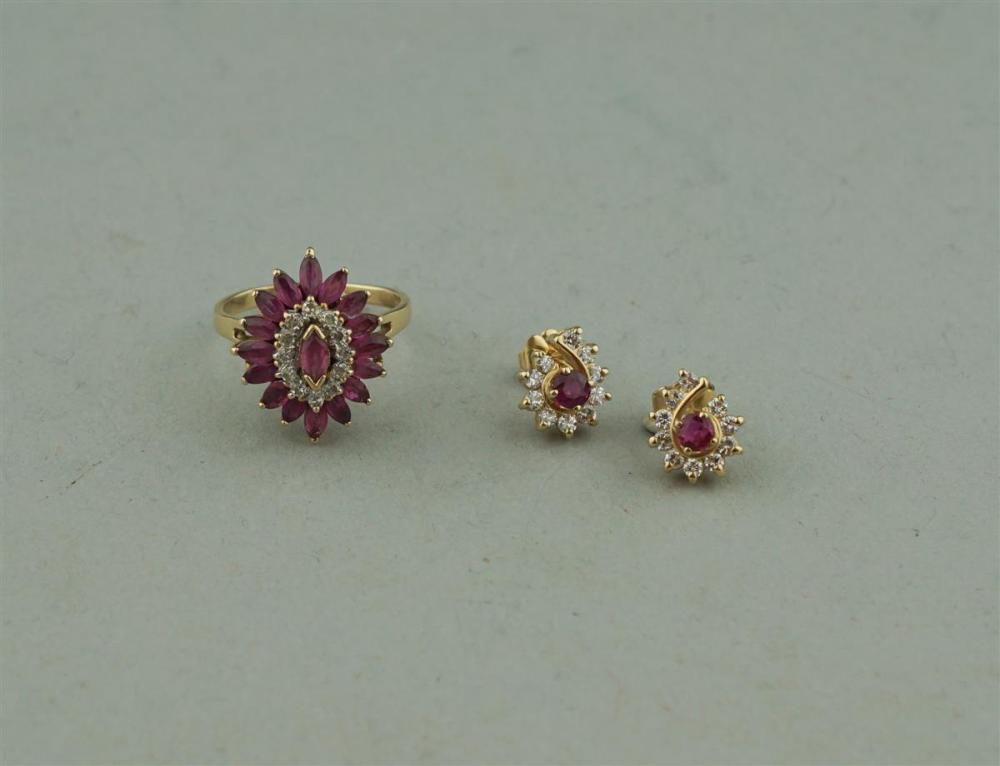 14K YELLOW GOLD RUBY AND DIAMOND 33a226