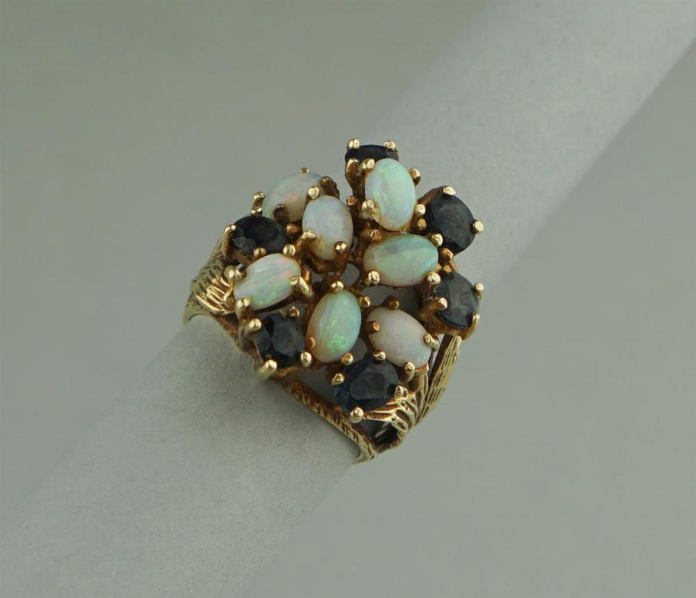 14K YELLOW GOLD OPAL AND SAPPHIRE 33a227