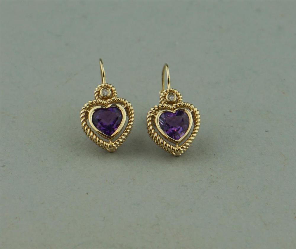 14K YELLOW GOLD AMETHYST AND DIAMOND 33a229