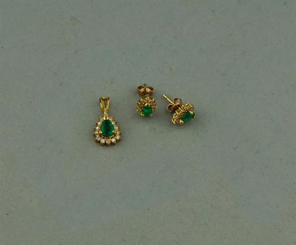 14K YELLOW GOLD DIAMOND AND EMERALD 33a222