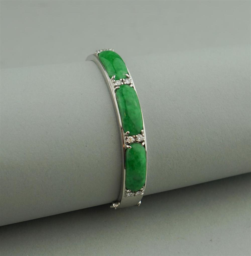 14K WHITE GOLD JADE BRACELET14K 33a231