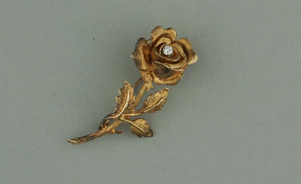 14K YELLOW GOLD AND DIAMOND FLOWER 33a232