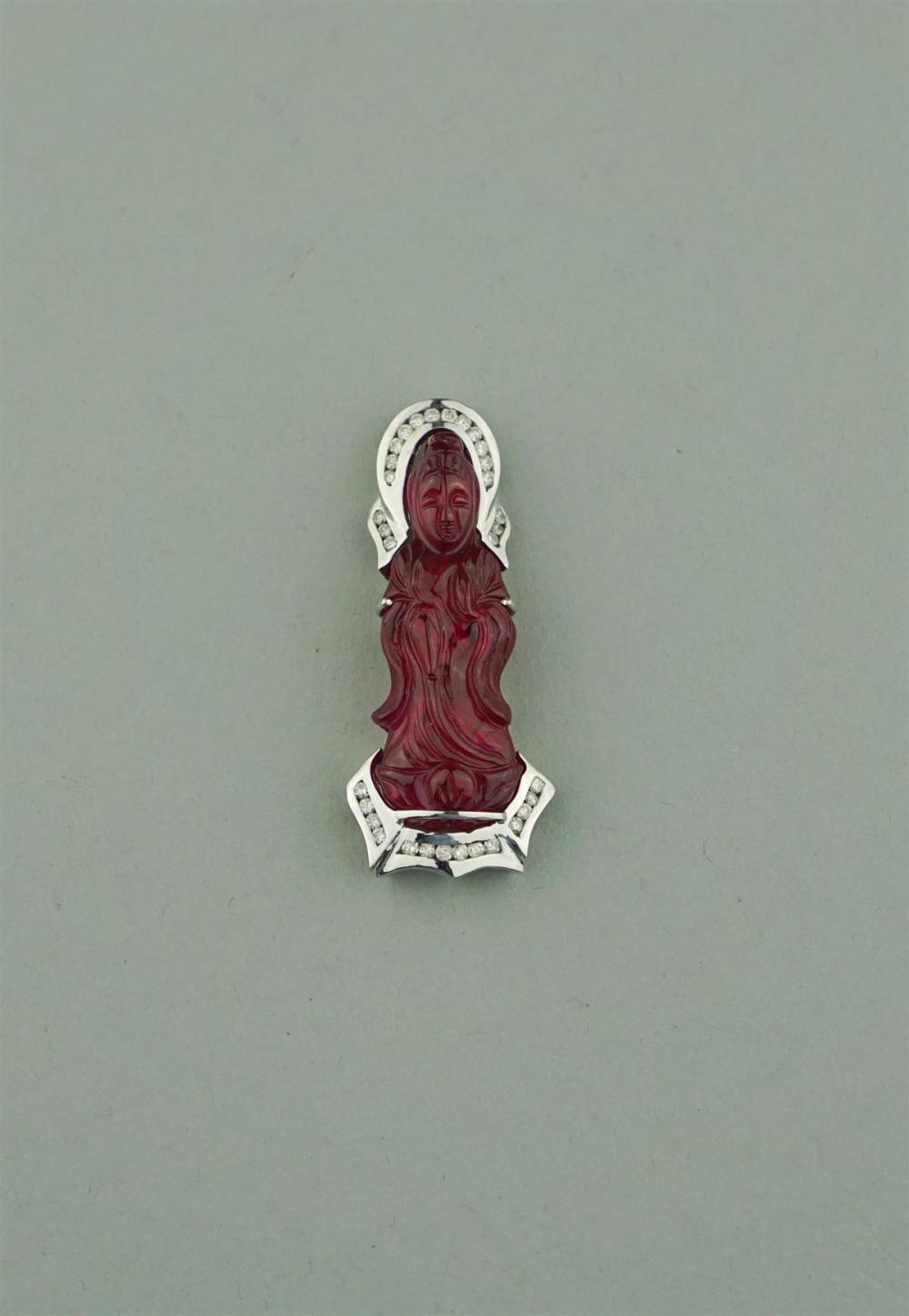 14K WHITE GOLD AND DIAMOND BUDDHA