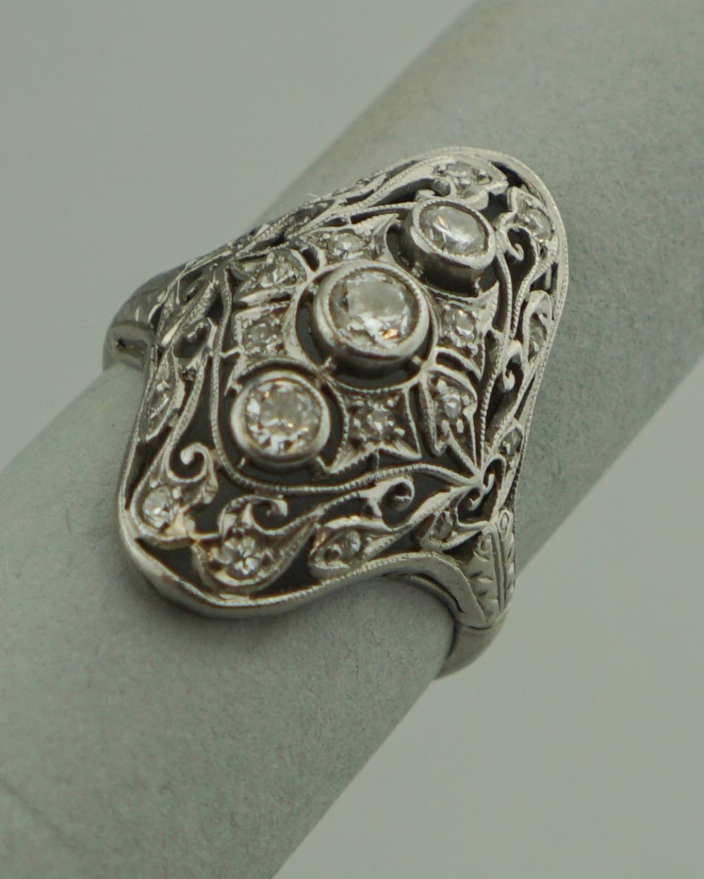 EDWARDIAN 14K WHITE GOLD AND DIAMOND 33a23a