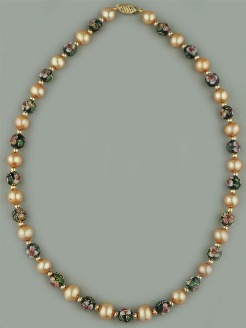PEARL ENAMEL AND 14K YELLOW GOLD 33a257