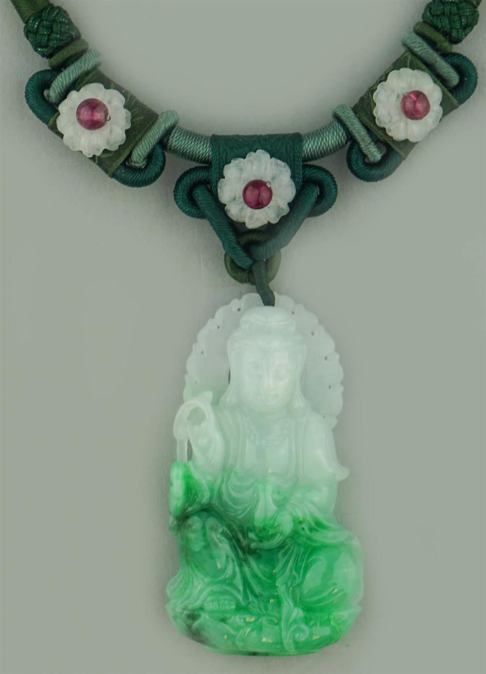 JADE GLASS BUDDHA PENDANT ON HAND