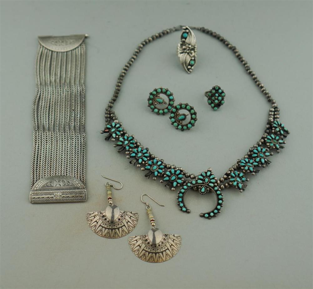COLLECTION OF SILVER AND TURQUOISE