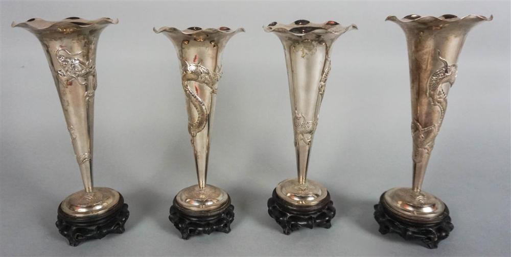 FOUR CHINESE EXPORT SILVER TRUMPET-FORM