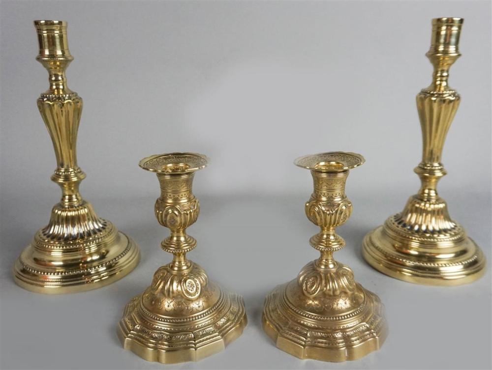 TWO PAIRS OF FRENCH REGENCE BRASS