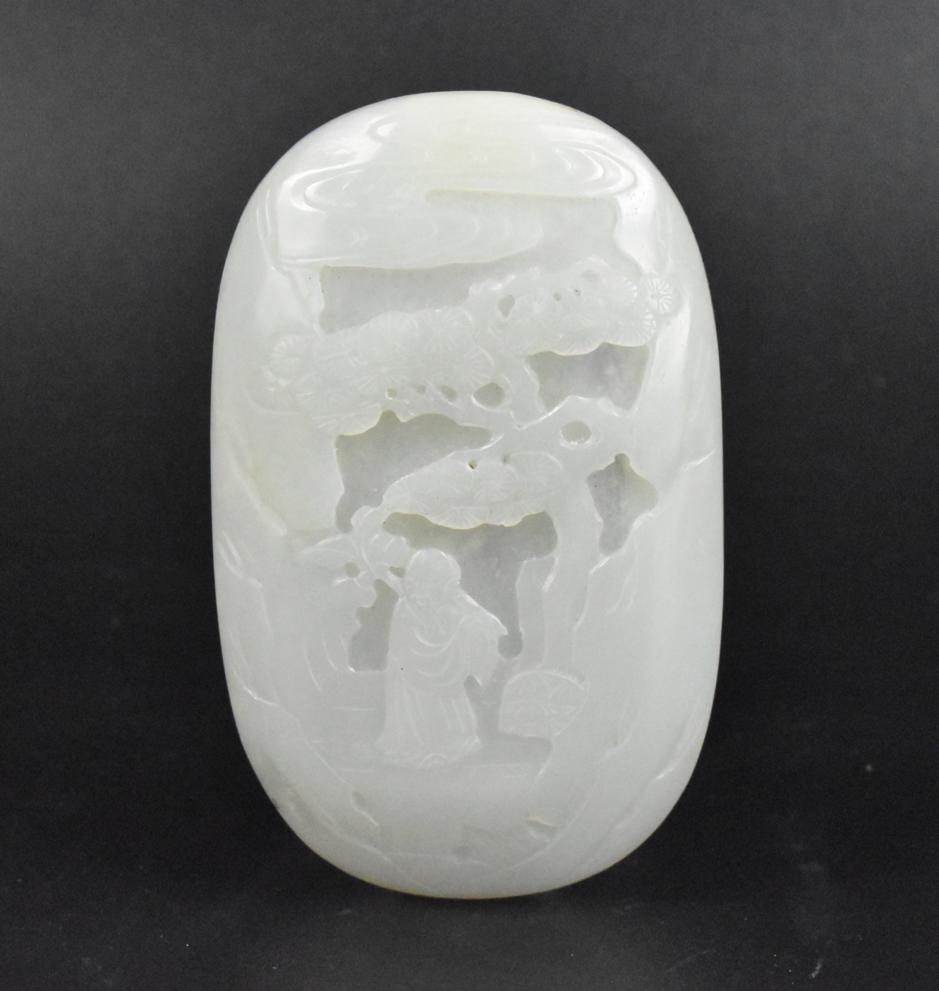 CHINESE WHITE JADE CARVED PLAQUE,