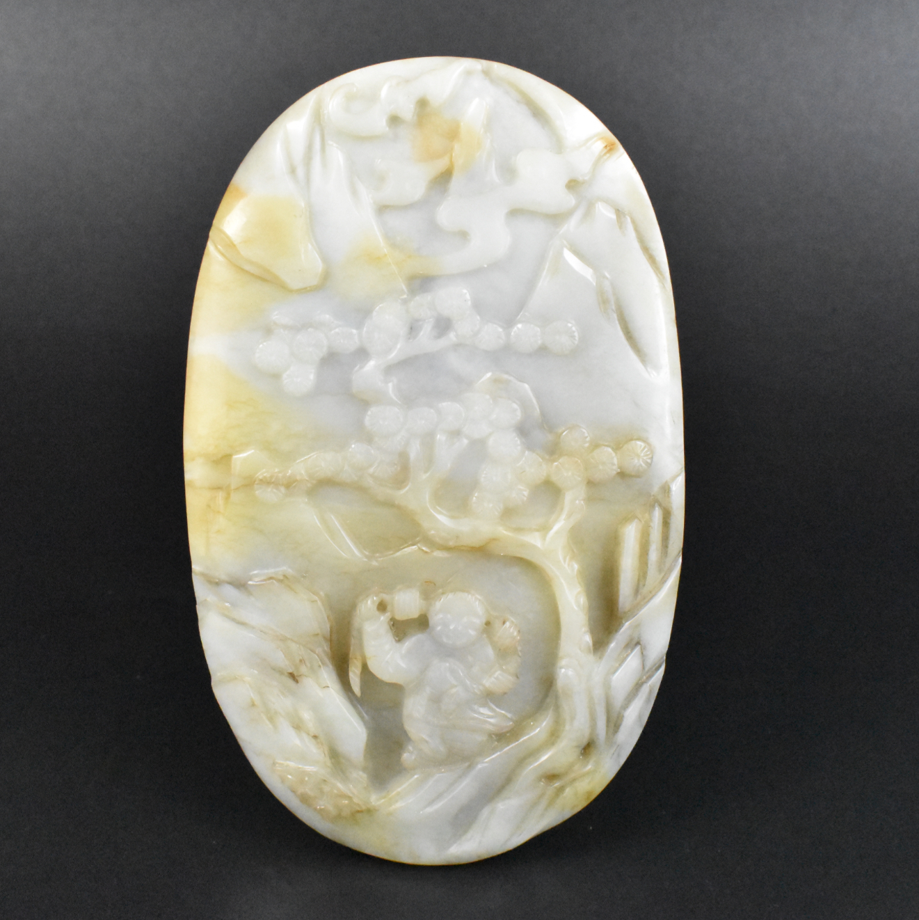 CHINESE JADE CARVED OVAL PLAQUE 33a2b9