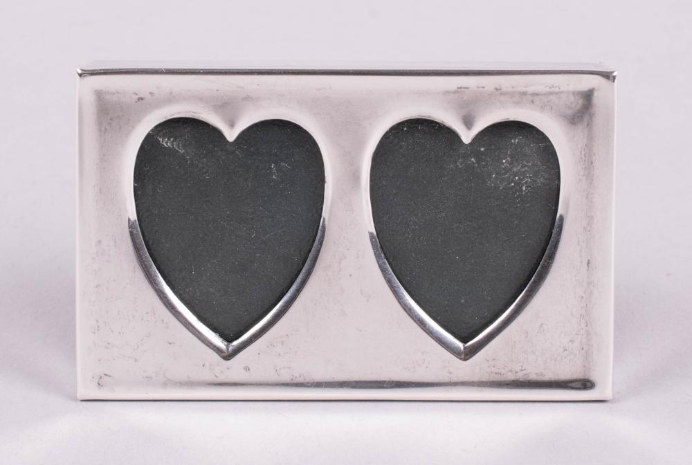 STERLING DOUBLE-HEART PICTURE FRAME