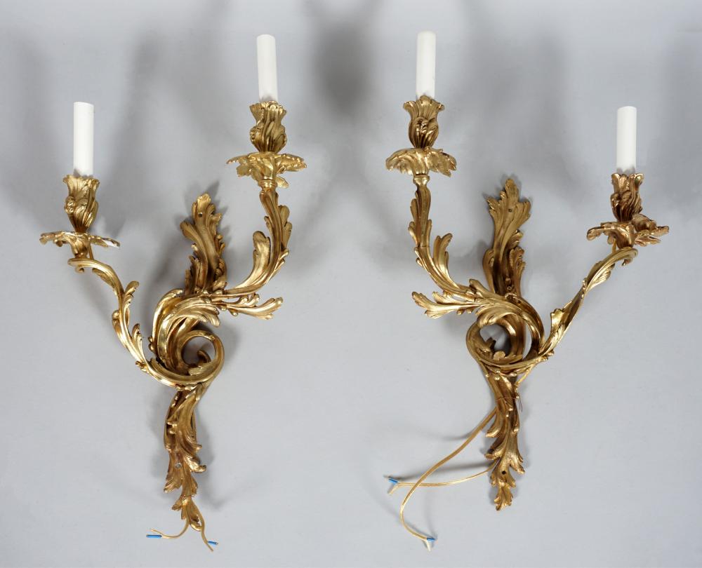 PAIR OF LOUIS XV STYLE TWO LIGHT 33cb1d