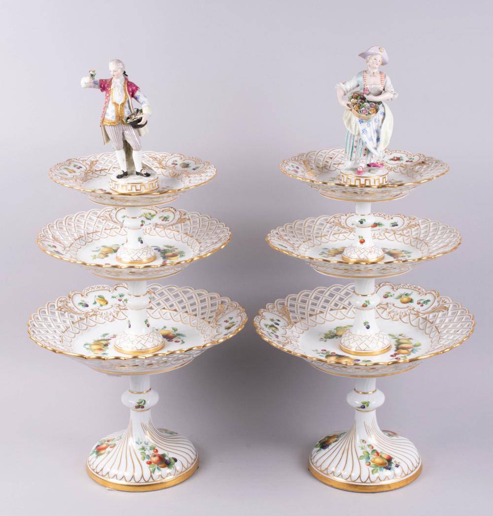 TWO MEISSEN PORCELAIN FIGURAL RETICULATED 33cb45