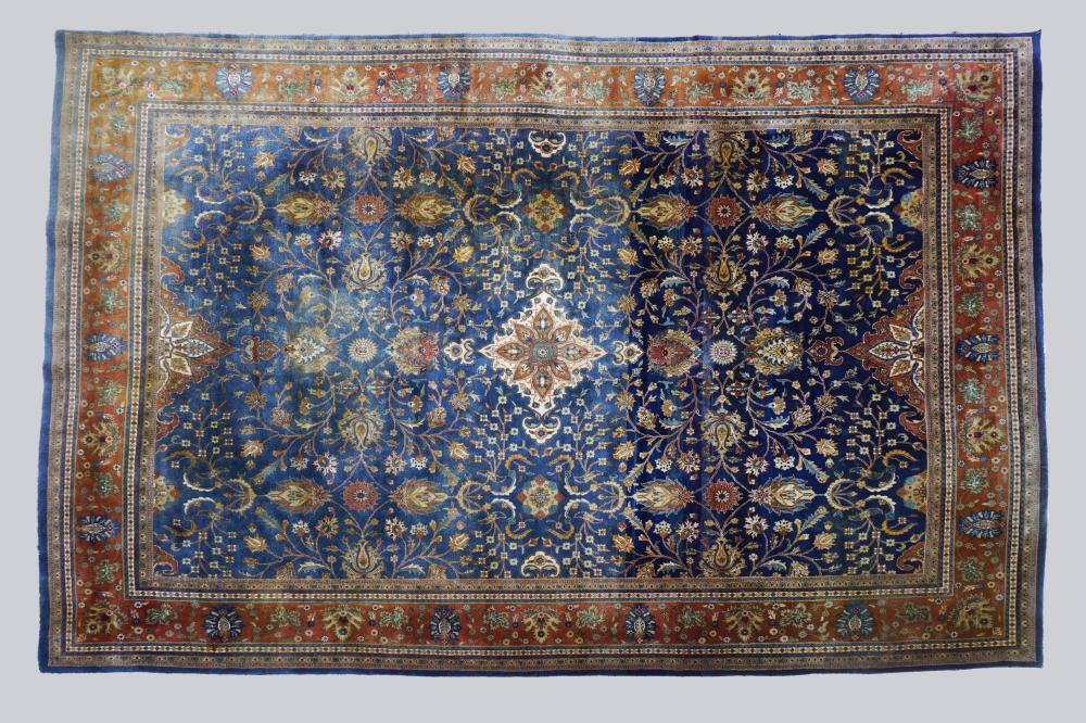 TABRIZ HAND KNOTTED WOOL RUG APPROX.