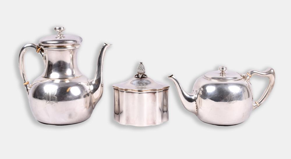 WHITING SILVER TEAPOT AND COFFEE POT,