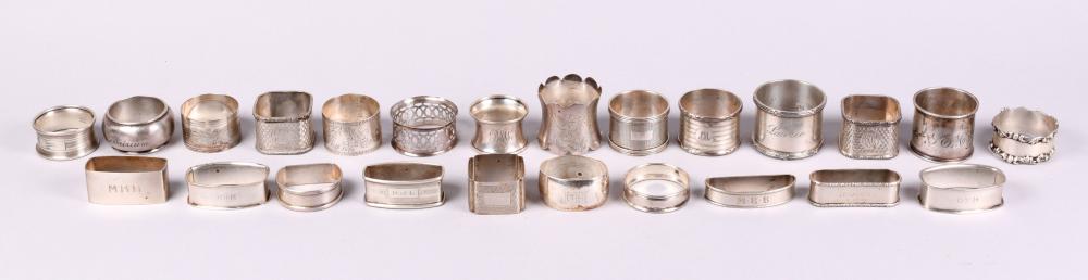 COLLECTION OF SILVER NAPKIN RINGSCOLLECTION