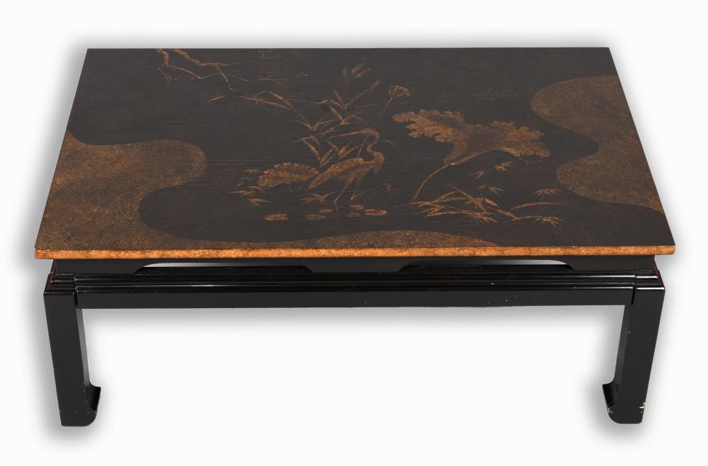 CHINESE STYLE GILT BLACK PAINTED