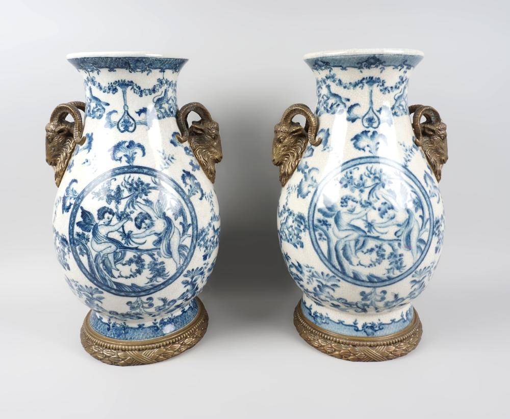 PAIR OF ENGLISH BLUE AND WHITE