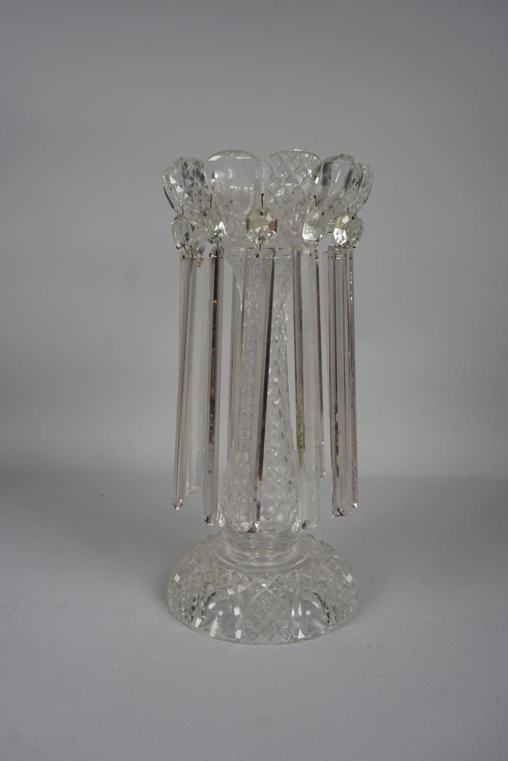 CUT GLASS LUSTRE HEIGHT: 16 IN.