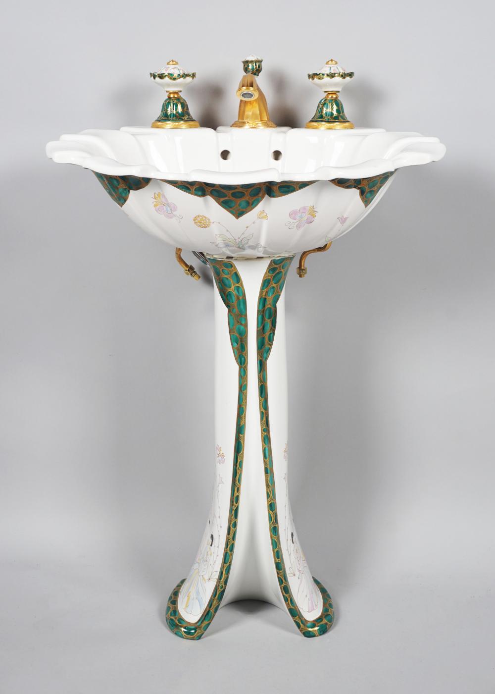 SHERLE WAGNER HAND PAINTED CHINOISERIE