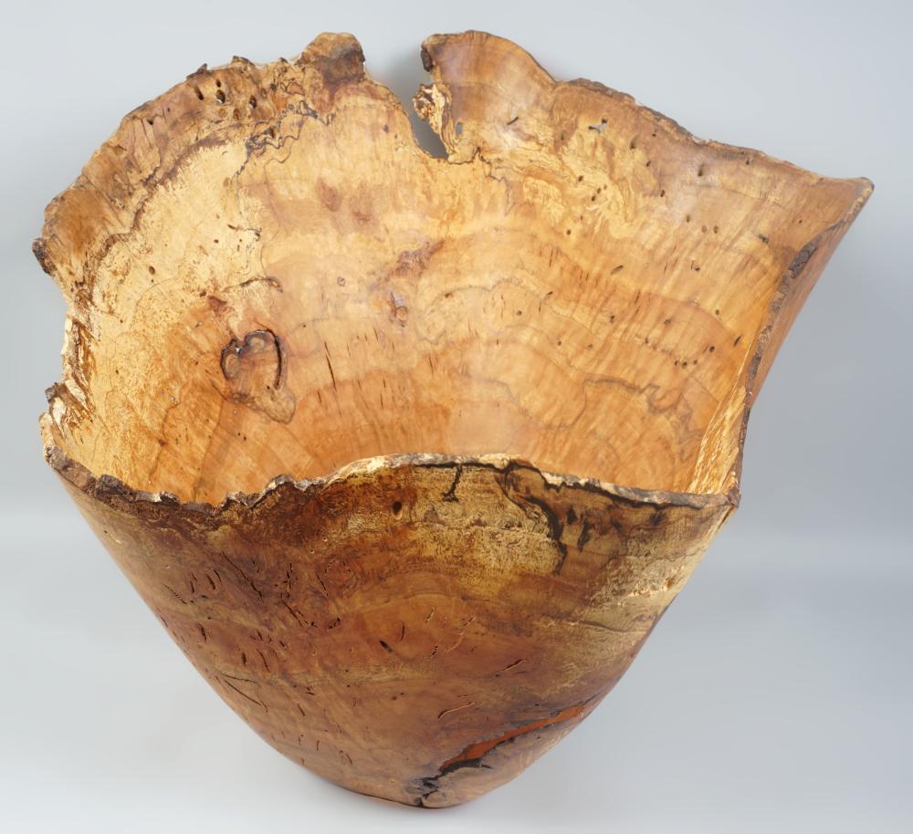 HUNT CLARK BURLED WOOD TALL BOWL  33cc67