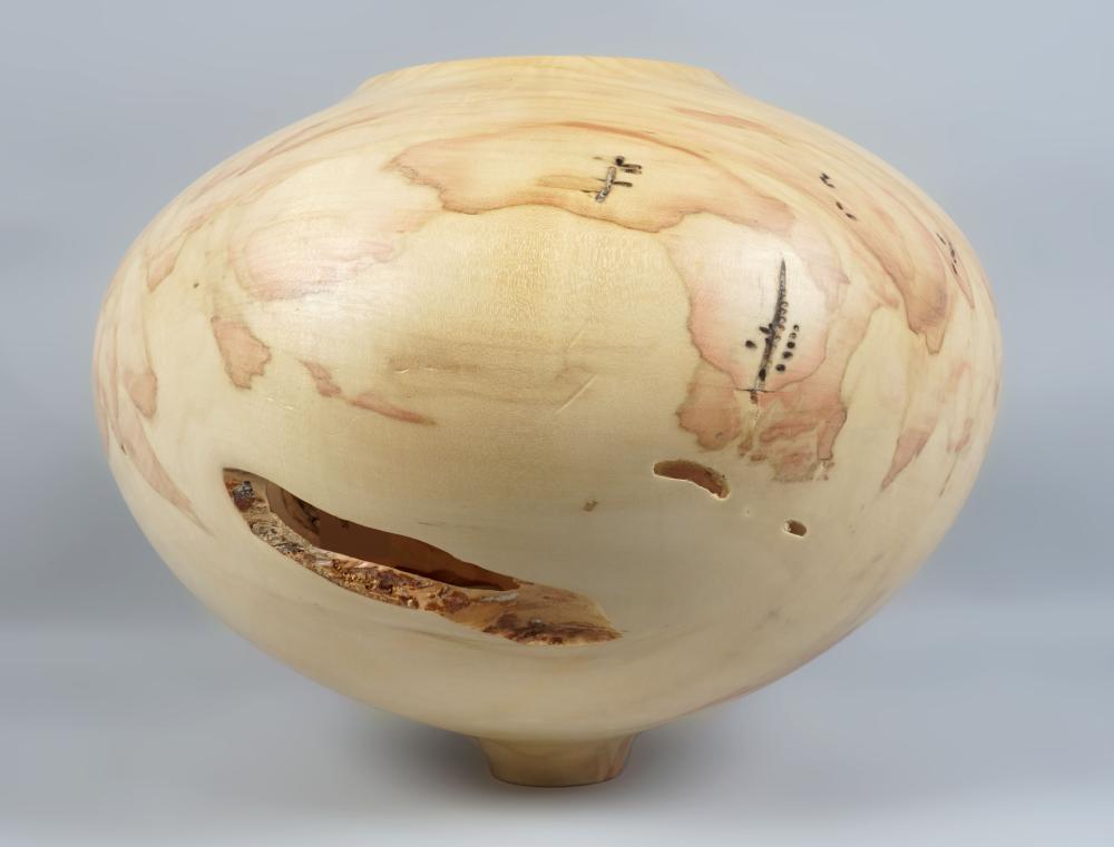 LARGE TURNED WOOD BOX ELDER VASE 33cc74