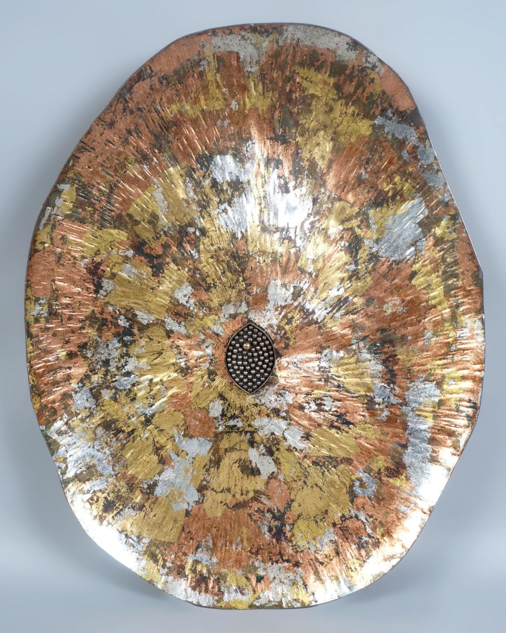 ARTISAN CRAFTED PAINTED METAL DISH,