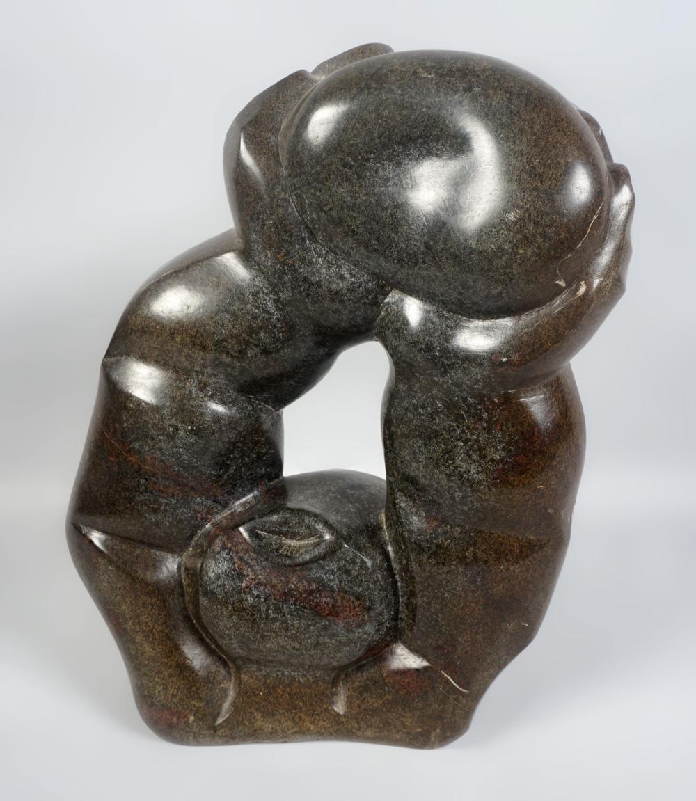 SIGNED CARVED GRANITE STONE SCULPTURE,