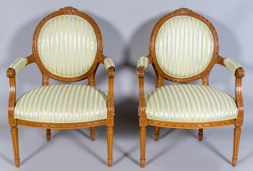 PAIR OF LOUIS XVI STYLE HARDWOOD