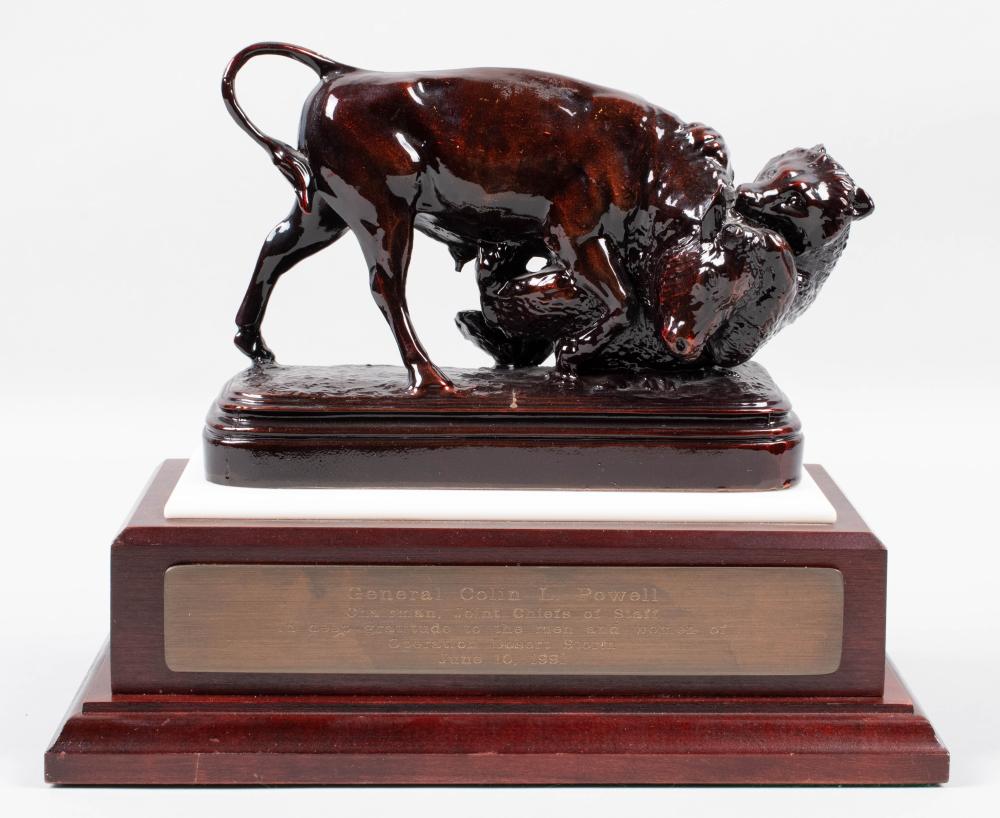 ENAMELED BRONZE BULL & BEAR, PRESENTED