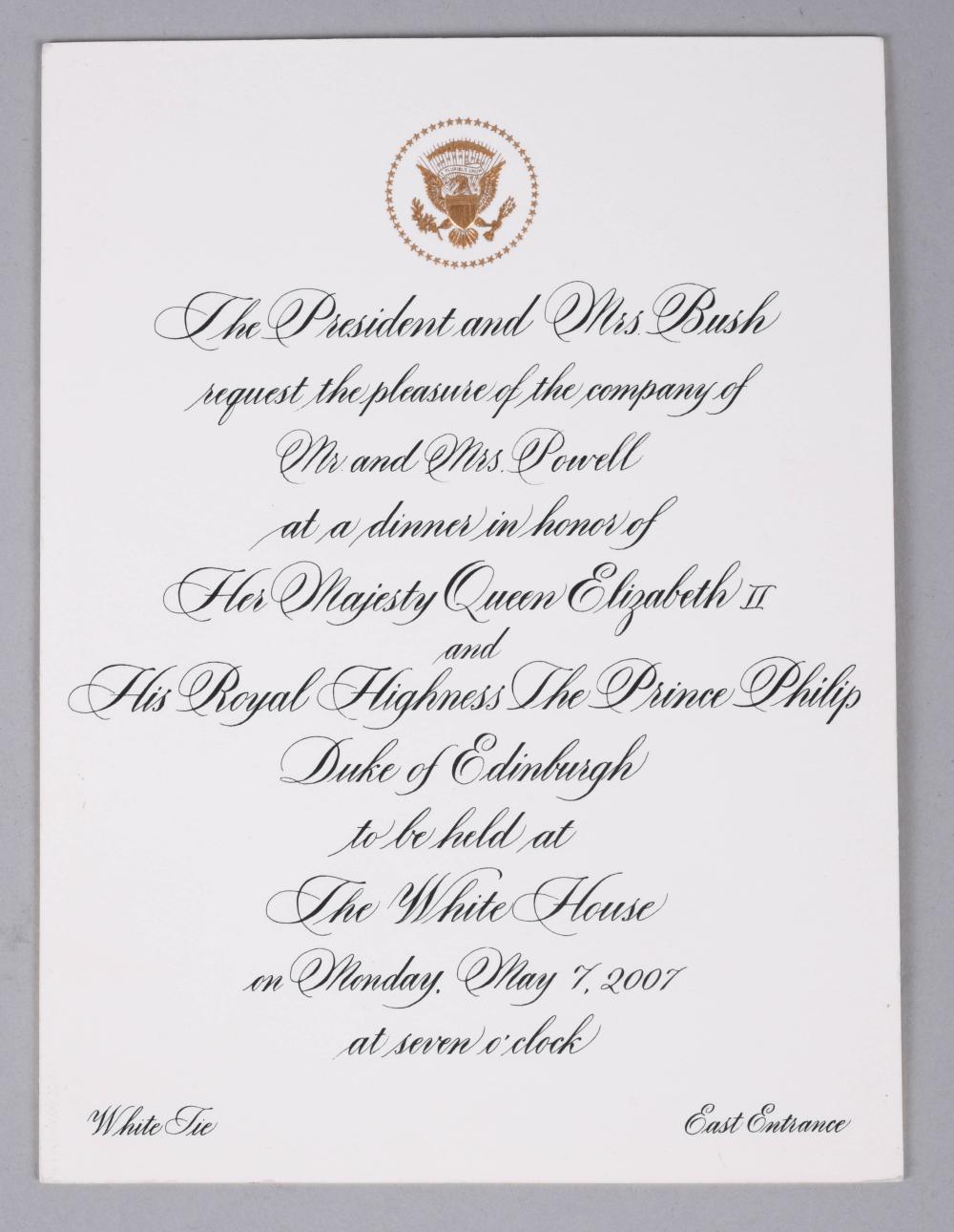 GEORGE W. BUSH INVITATION TO STATE