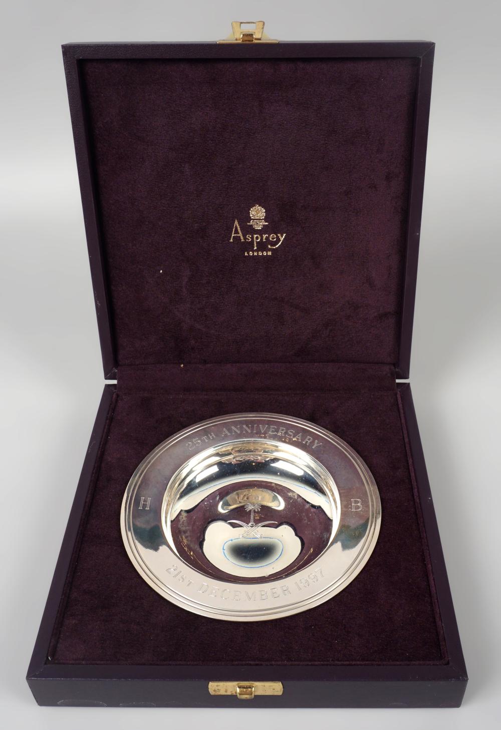 ASPREY SILVER DISH 25TH ANNIVERSARY 33ce11