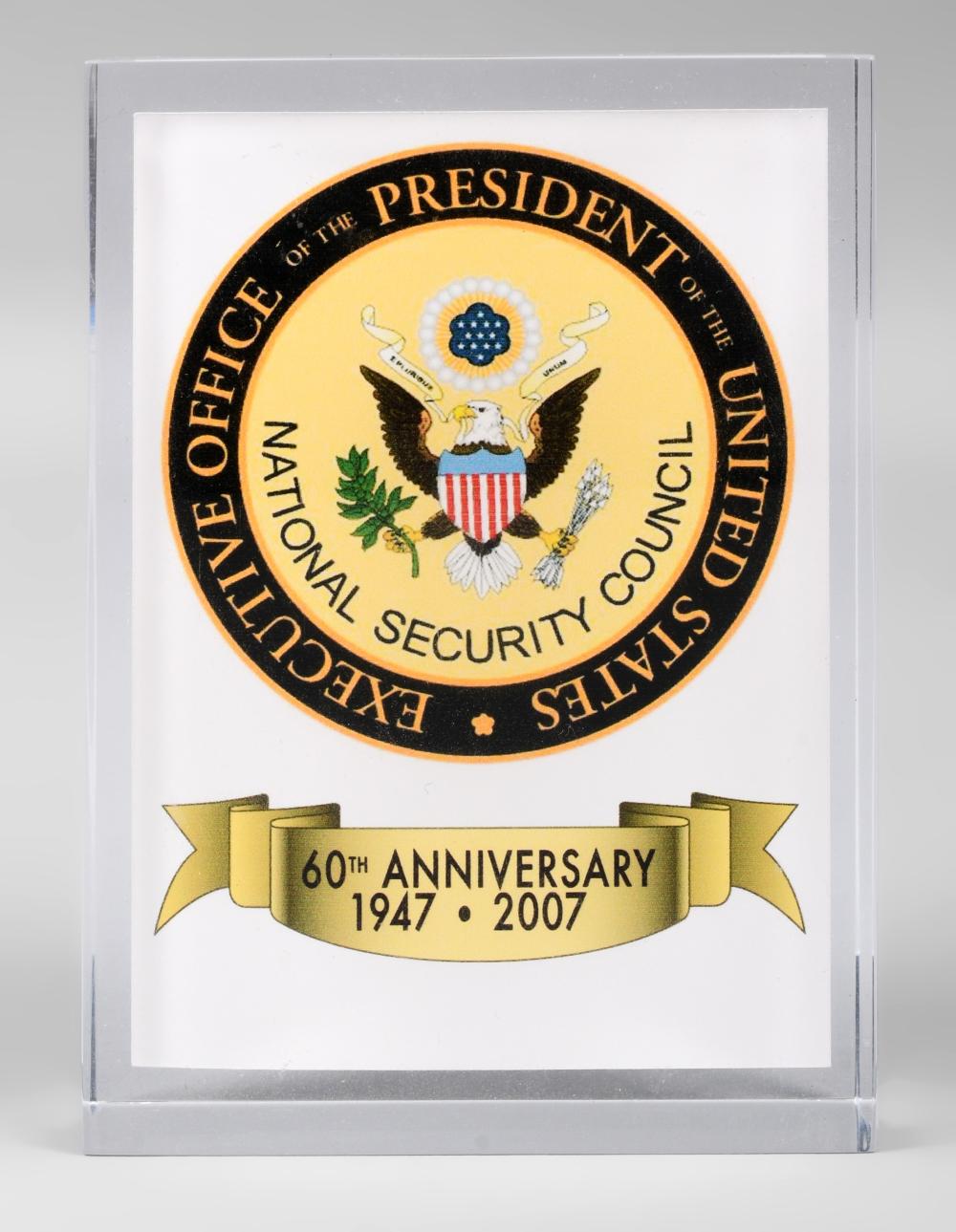 LUCITE PLAQUE THE NATIONAL SECURITY 33ce35