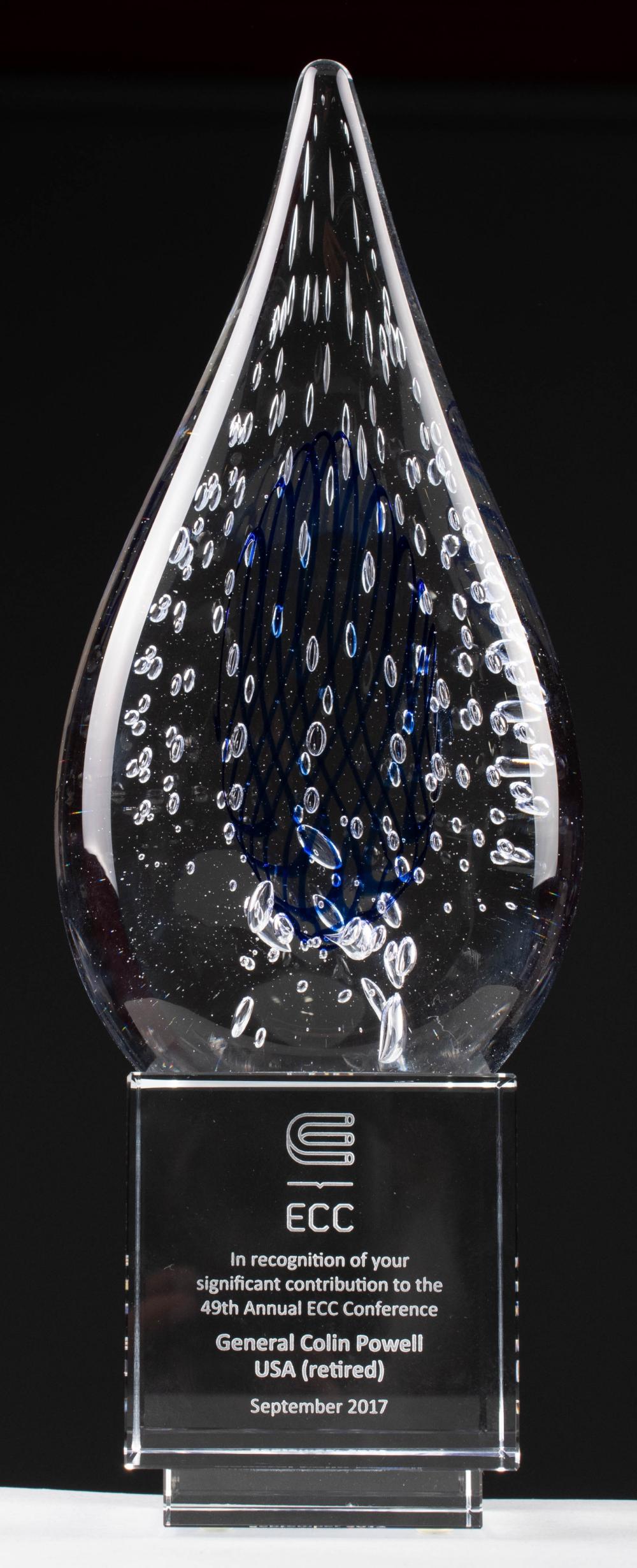 GLASS SCULPTURE GIVEN TO GENERAL