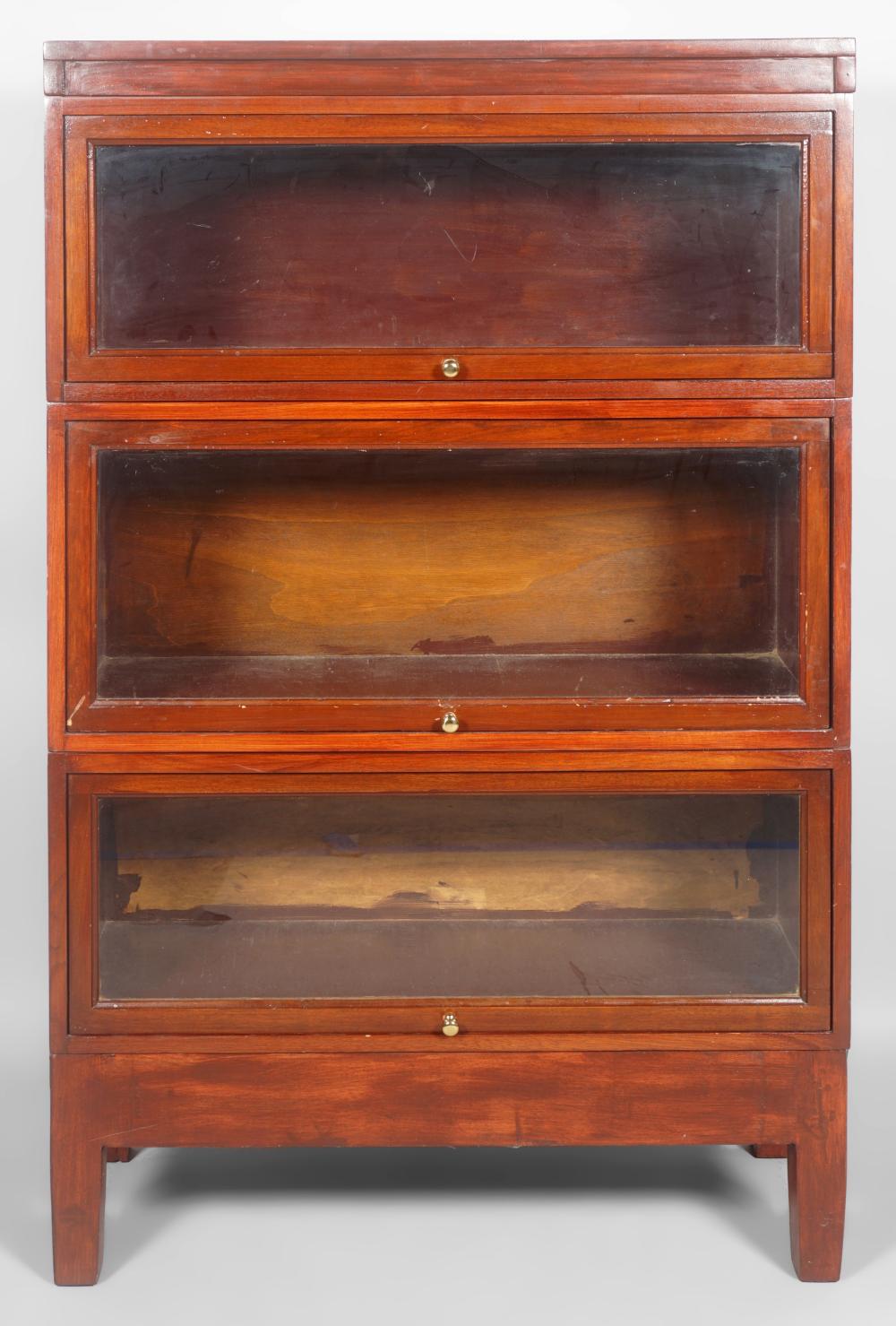 WOODEN BOOKCASE WITH GLASS DOORS,