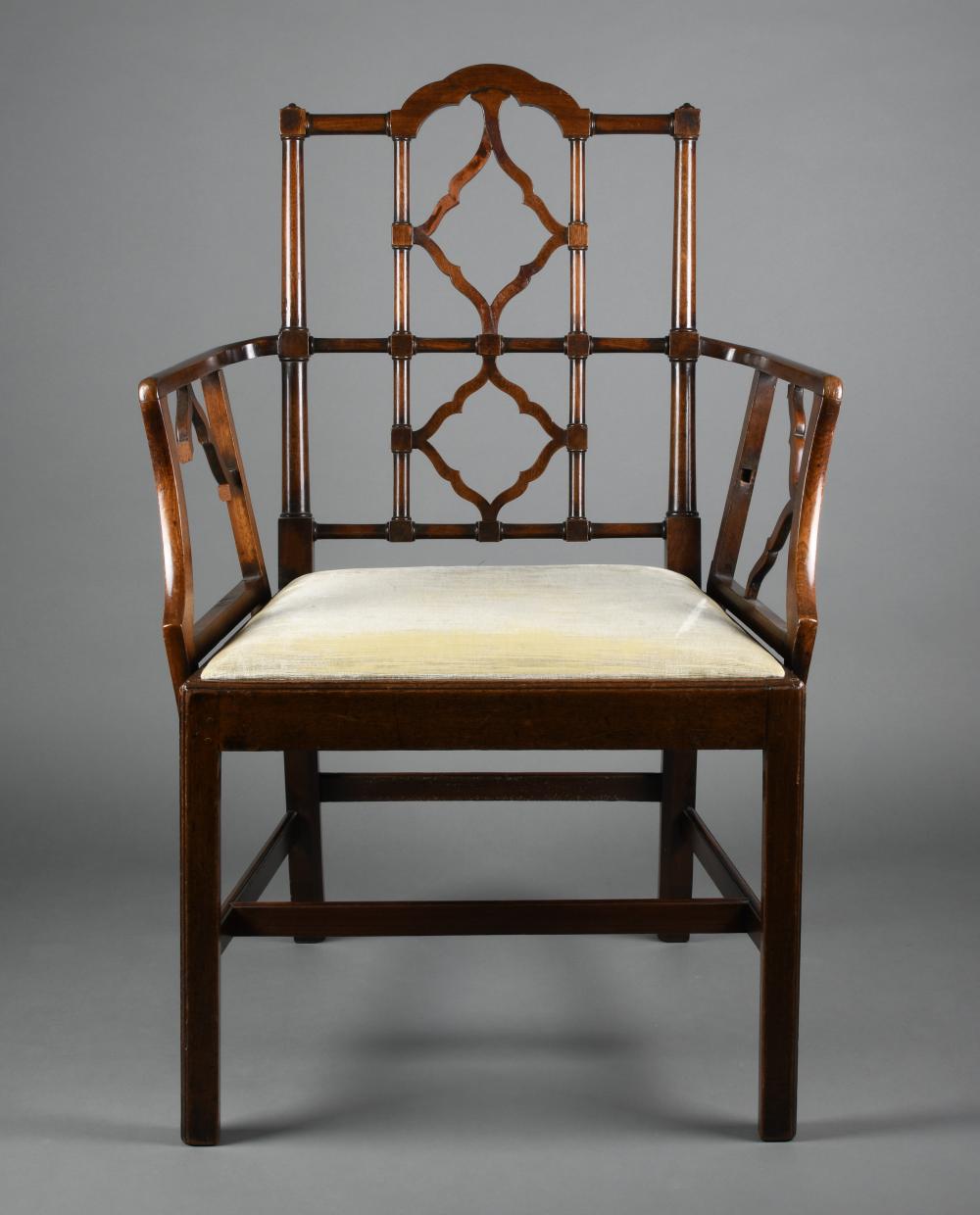 GEORGE III MAHOGANY COCKPEN ARMCHAIR  33cf33