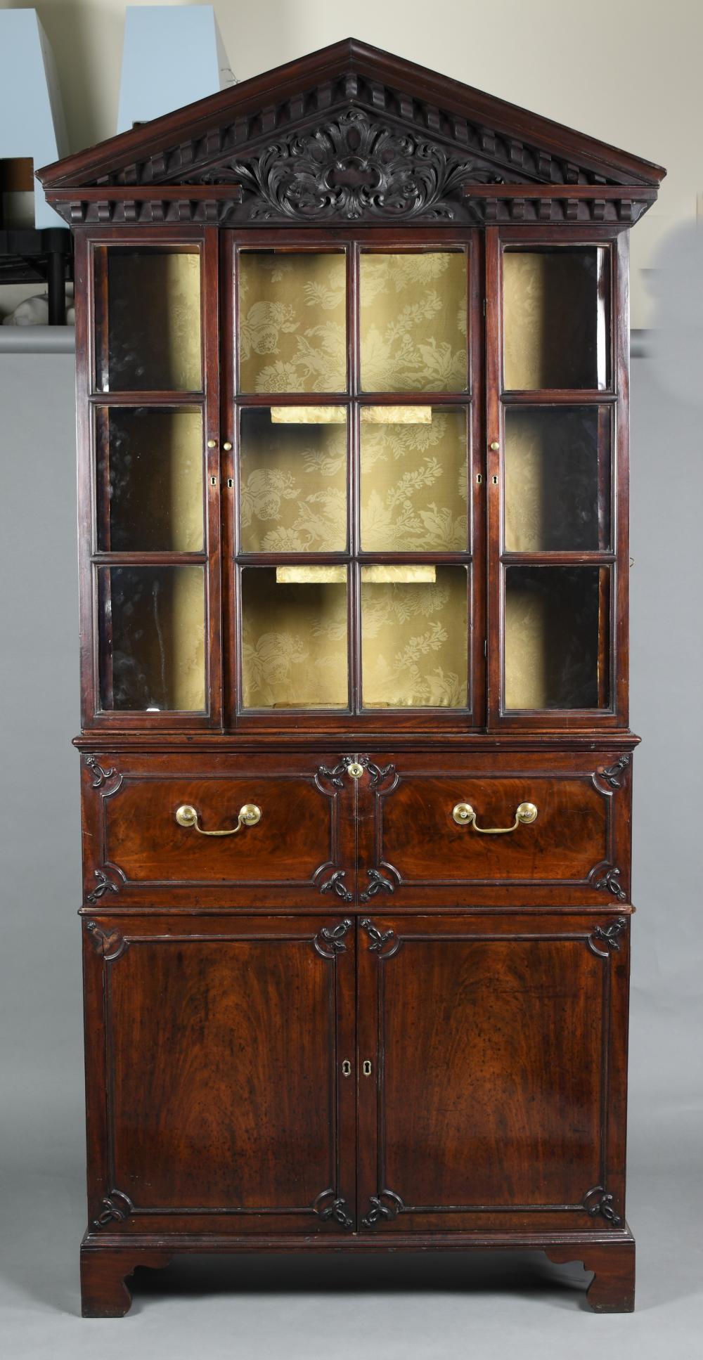 GEORGE III MAHOGANY SECRETARY BOOKCASE,