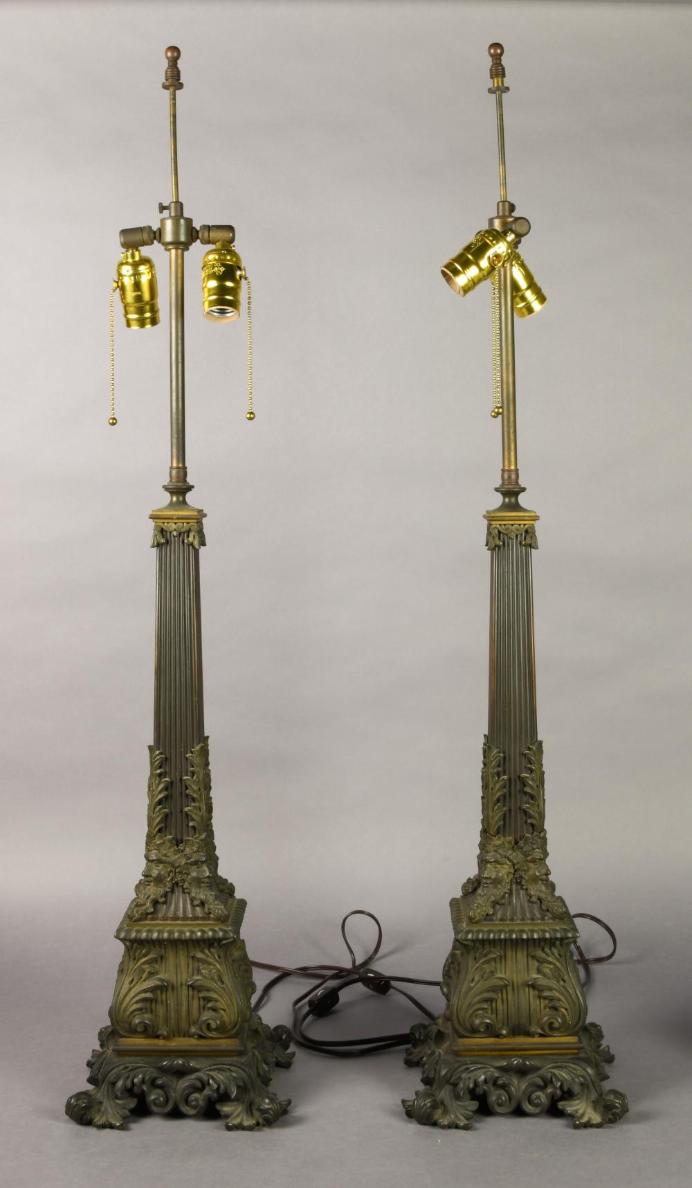 PAIR OF VICTORIAN BRONZE LAMPS